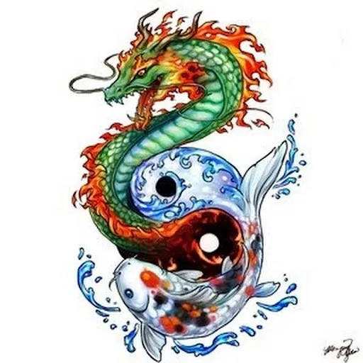 Illustrazione della leggenda della carpa e del drago